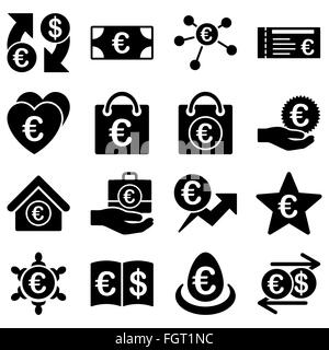 Euro banking business and service tools icons Stock Photo