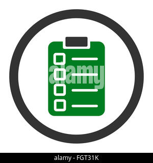 Test task flat green and gray colors rounded glyph icon Stock Photo