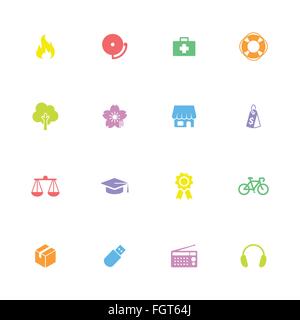 [EPS10] colorful simple flat icon set 6 Stock Vector