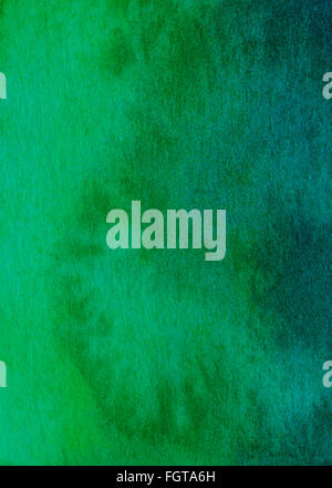 Emerald Green - a close-up (macro) image, from part of a watercolour painting, showing many subtle variations of colour. UK. Stock Photo