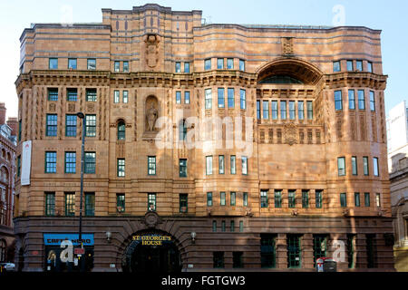 Manchester, UK - 15 February 2016: St George's House on Peter Street, constructed in the first decade of the 20th century Stock Photo