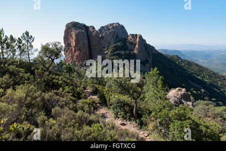 Le Saint-Pilon, rock, Esterel, Saint-Raphaël, Dep. Var, Côte d'Azur, France Stock Photo