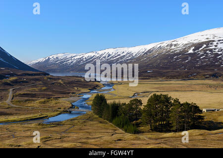 Spring snow in Glen Garry, Scottish Highlands, UK Stock Photo