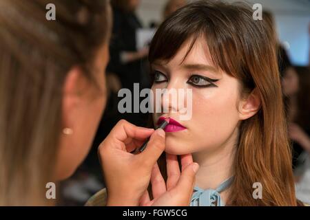 Topshop Unique Backstage during London Fashion Week AW16, LFW AW16. 21/02/2016 Stock Photo