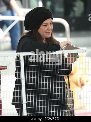 Carnie Wilson takes her daughters, Lola and Luciana, to the petting zoo at the Studio City Farmer's Market  Featuring: Carnie Wilson Where: Los Angeles, California, United States When: 17 Jan 2016 Stock Photo