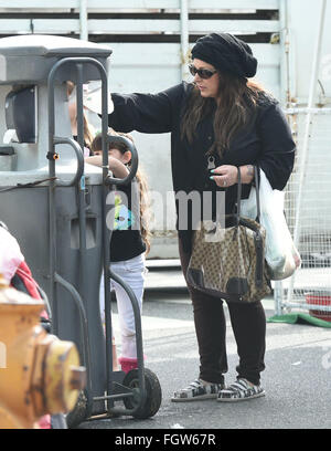 Carnie Wilson takes her daughters, Lola and Luciana, to the petting zoo at the Studio City Farmer's Market  Featuring: Carnie Wilson Where: Los Angeles, California, United States When: 17 Jan 2016 Stock Photo