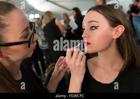 Topshop Unique Backstage during London Fashion Week AW16, LFW AW16. 21/02/2016 Stock Photo