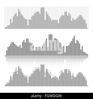 Set of graphic equalizers on a white background. Stock Vector