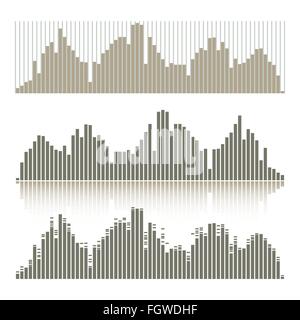 Set of graphic equalizers on a white background. Stock Vector