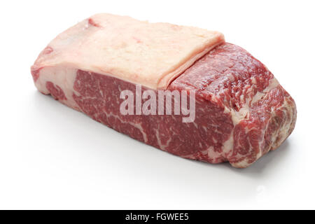 japanese wagyu sirloin steak isolated on white background Stock Photo