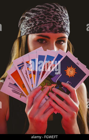 Fortune teller using tarot cards Stock Photo