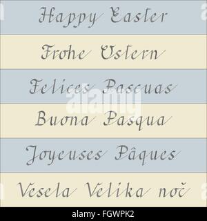 Happy Easter - handwriting in six different languages Stock Vector