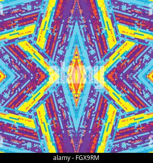 vector violet blue yellow color abstract glitch geometric seamless pattern Stock Vector