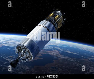 Crew Exploration Vehicle In Space. 3D Scene Stock Photo