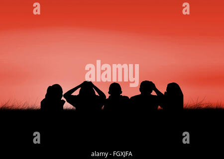 Composite Image Of Silhouettes Of Football Supporters Stock Photo - Alamy