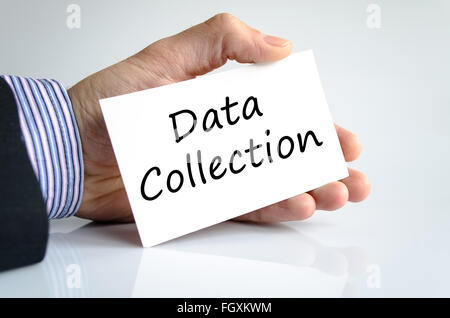 Business man hand writing data collection Stock Photo