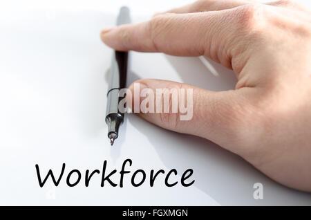 Business man hand writing workforce Stock Photo