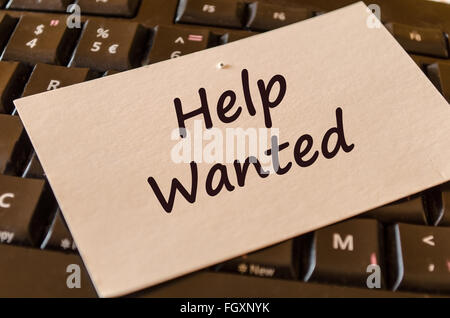 Help Wanted Internet Application, Computer Keyboard with a yellow blank ...