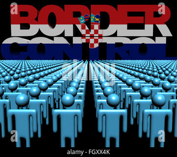 Border Control text with Croatian flag and crowd of people illustration Stock Photo