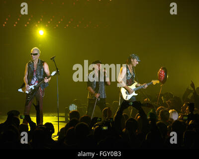 DNIPROPETROVSK, UKRAINE - OCTOBER 31, 2012: Scorpions band perform live on the stage during 'Final Sting Tour 2012' concert Stock Photo