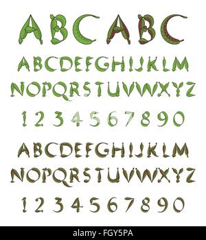 Green alphabet from leaves Stock Vector