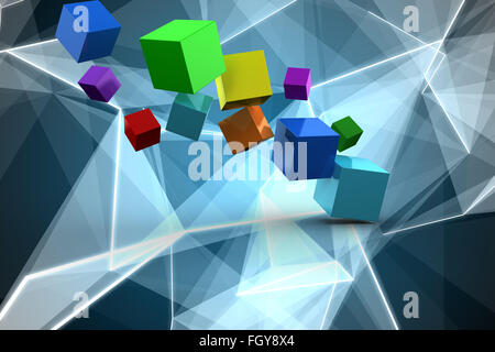Composite image of 3d colourful cubes floating Stock Photo