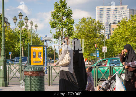 Muslim women wearing full face covered up burka London HOMER SYKES ...