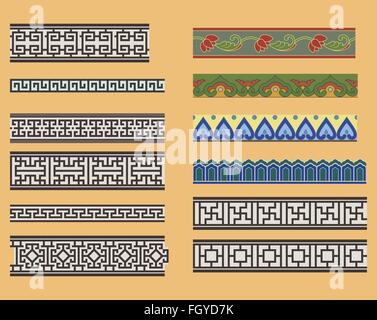 Chinese seamless linear ornaments Stock Vector