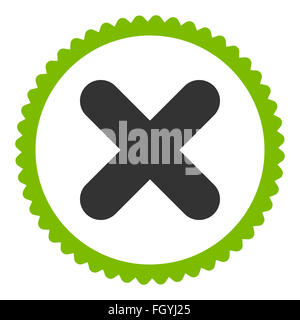 Cancel flat eco green and gray colors round stamp icon Stock Photo