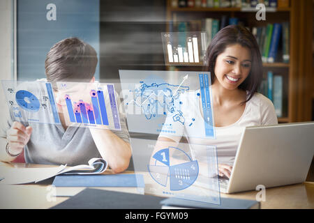 Composite image of digitally generated image of pie chart and bar graph Stock Photo