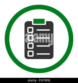 Test task flat green and gray colors rounded glyph icon Stock Photo