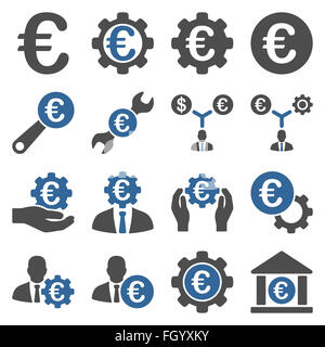 Euro banking business and service tools icons Stock Photo