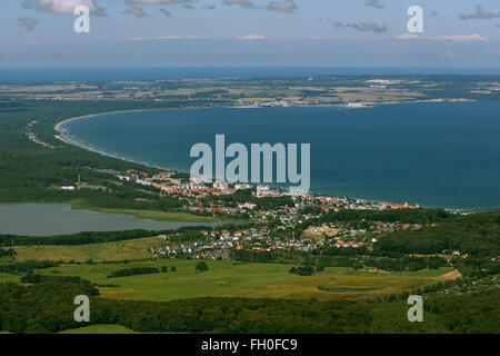 Aerial view, beach and investors of Binz, Lancken-Granitz, with a sandy beach, Binz, Ruegen island, Baltic Sea, Baltic Sea Stock Photo