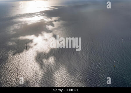 Aerial view,wind farm EnBW Baltic 1 offshore wind farm in the Baltic Sea off the coast of Mecklenburg-Vorpommern,north of Zingst Stock Photo