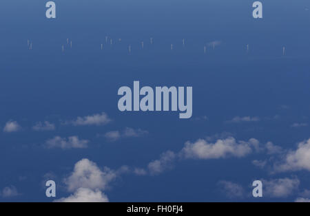 Aerial view, wind farm EnBW Baltic 1 offshore wind farm in the Baltic Sea off the coast of Mecklenburg-Vorpommern, Hiddensee Stock Photo