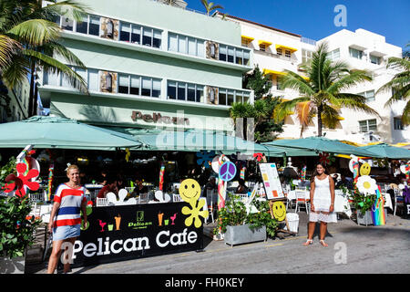 Florida,South,FL,Miami Beach,Ocean Drive,New Year's Day,hotel hotels lodging inn motel motels,lodging,hotels,restaurant restaurants food dining eating Stock Photo