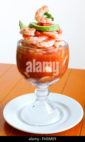 An exquisite mexican style seafood cocktail with shrimp, octopus, oysters and scallops Stock Photo