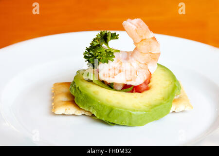 A delicious shrimp avocado appetizer, mexican style Stock Photo