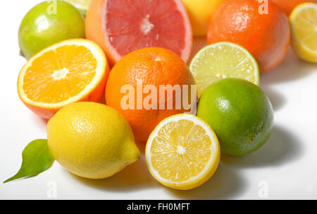 citrus fruits isolated on white background Stock Photo