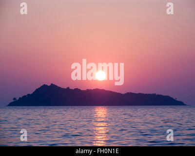 sunset, petra, lesbos island, north west aegean, greece, europe Stock Photo