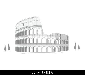 Silhouette of Colosseum Stock Vector