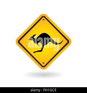 yellow sign with kangaroo Stock Vector