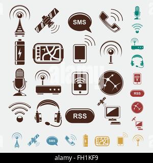 set of wireless icons in five colors Stock Vector
