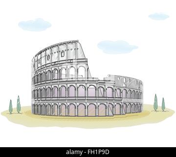 Colosseum - sketch drawing Stock Vector