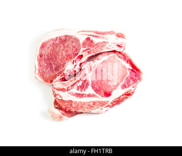 Pieces of raw beef isolated on white background Stock Photo