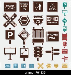 signs set of icons Stock Vector
