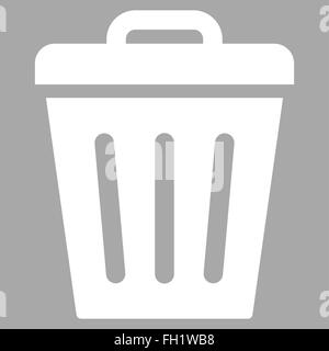 Trash Can flat white color icon Stock Photo