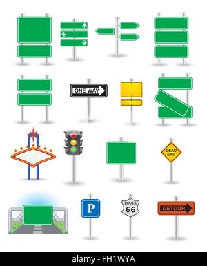 blue circle road signs with arrows pointing in different directions ...