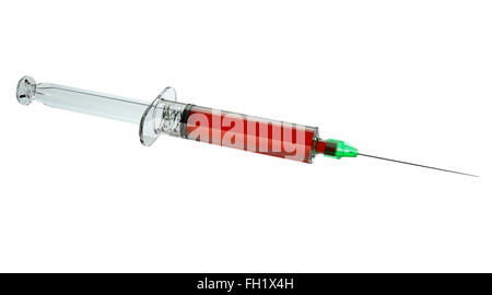 Medical syringe with drugs for injection isolated over white Stock Photo