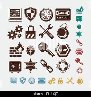 safe icons in five colors Stock Vector